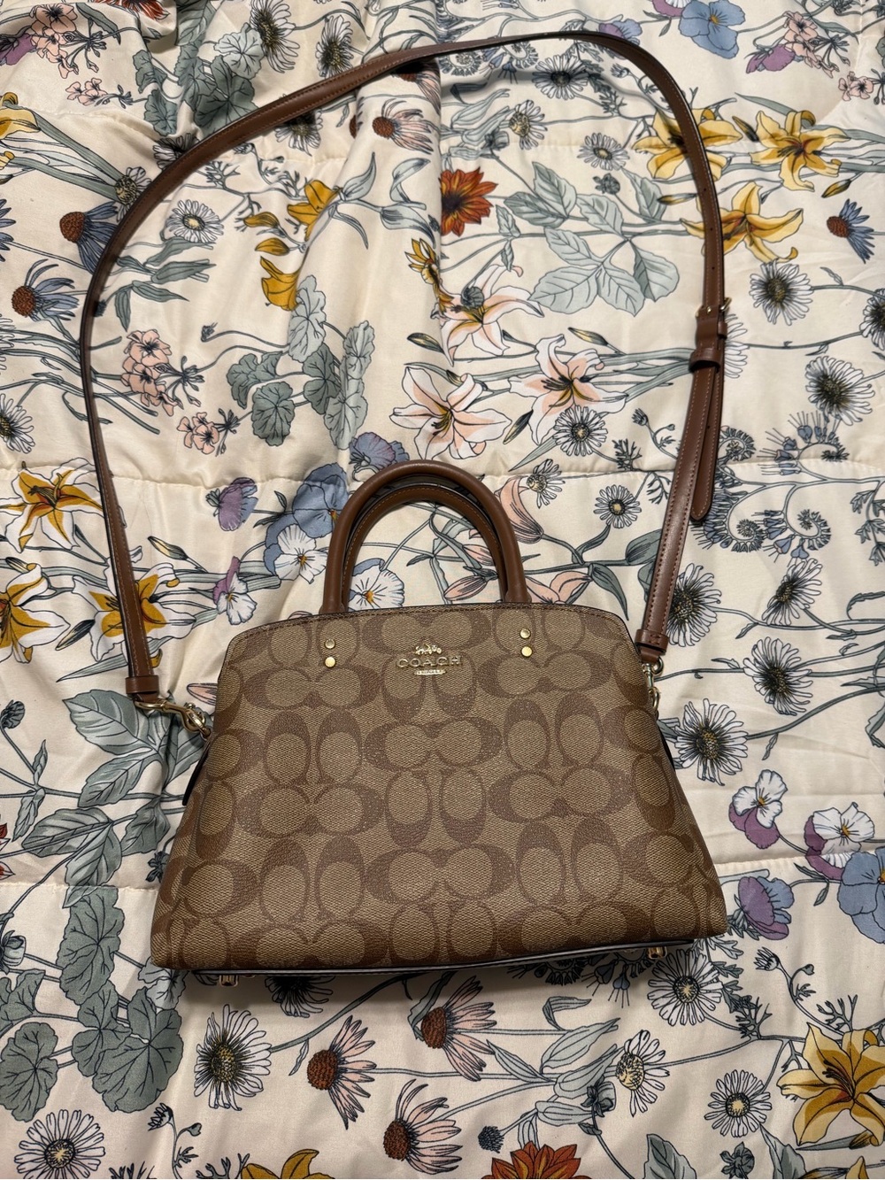 Authentic Coach Mini Lillie Carry All in Signature Canvas Satchel w/ strap